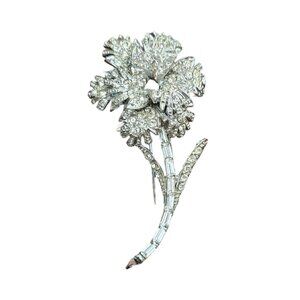 PELL Floral Brooch Silver Tone 3"